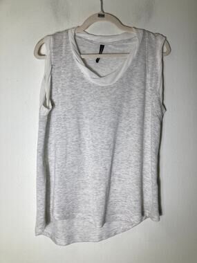 Capote Light Heather Gray Sleeveless High Low Hem Shirt Sz S